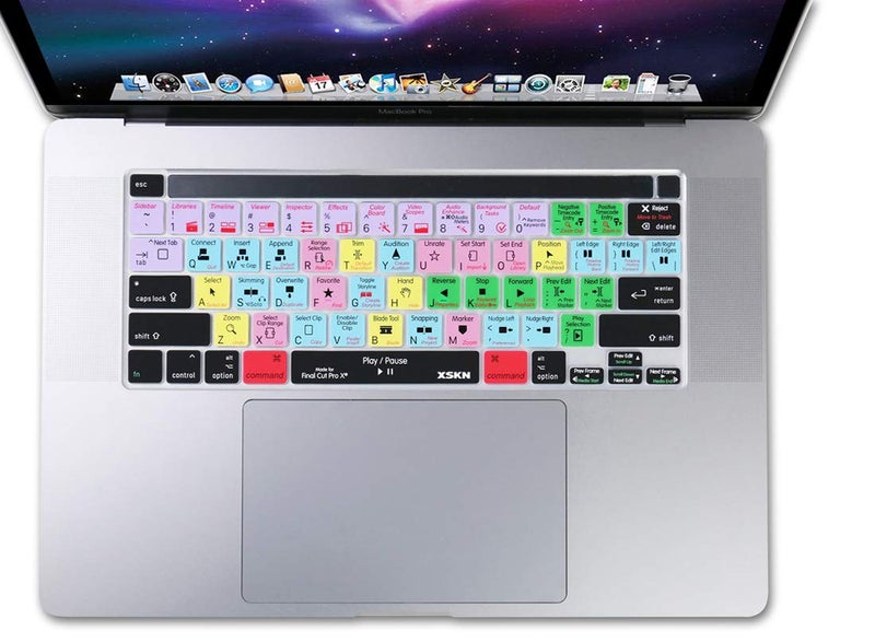 XSKN Final Cut Pro X 10 Silicone Shortcuts Keyboard Cover Skin for 2019 New MacBook Pro 16 inch A2141 2020 New MacBook Pro 13.3 inch A2338 M1 A2251 A2289 with Touch Bar & Touch ID US Version - Image 2